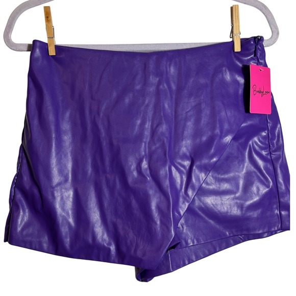 Buddy Love Pants - NWT Buddy‎ Love Tatum Vegan Leather Purple Mini Skort Size Small
